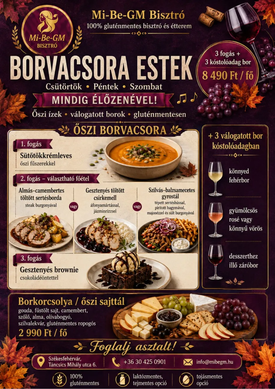 Mi-Be-GM Borvacsora esték részletes plakátja